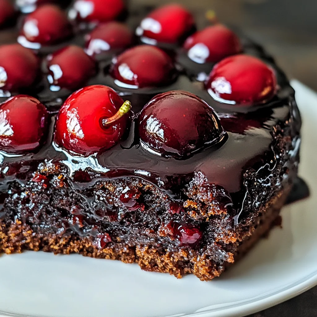 Chocolate Cherry Upside Down Cake 🍒🍫