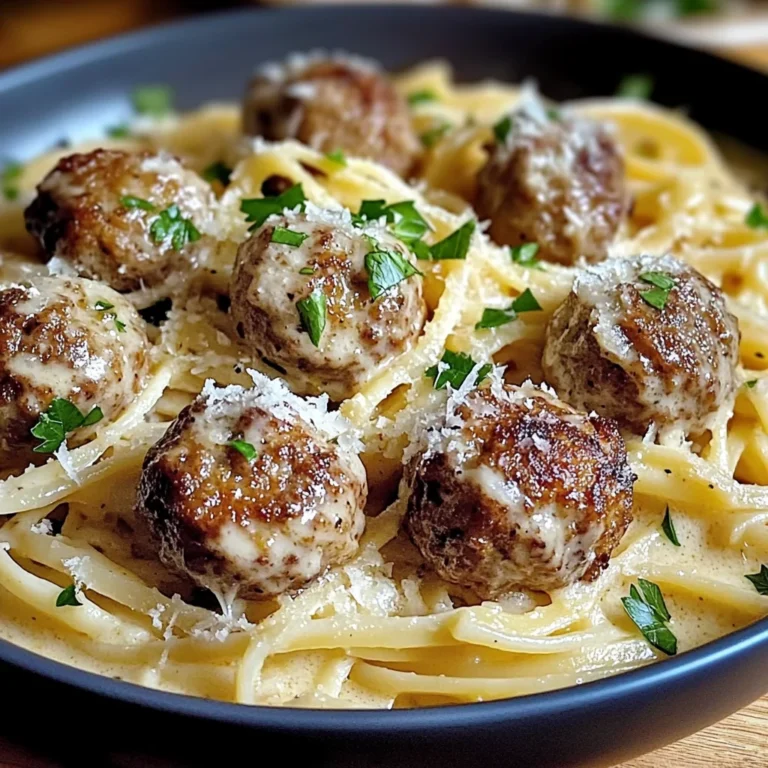 Garlic Butter Meatballs : Creamy Linguine Delight