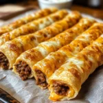 Cheesy Taco Stuffed Breadsticks with Taco Filling