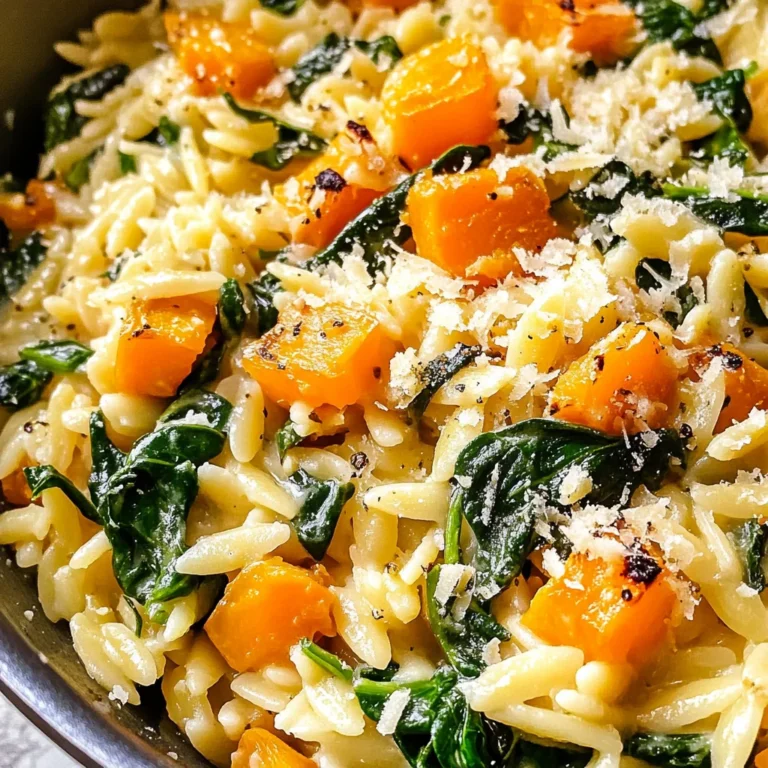 Creamy Orzo with Roasted Butternut Squash and Spinach