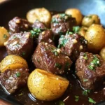 Garlic Butter Beef Bites with Potatoes