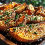 Garlic Parmesan Sweet Potato Wedges