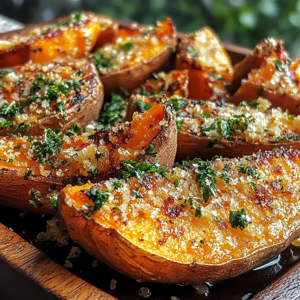 Garlic Parmesan Sweet Potato Wedges