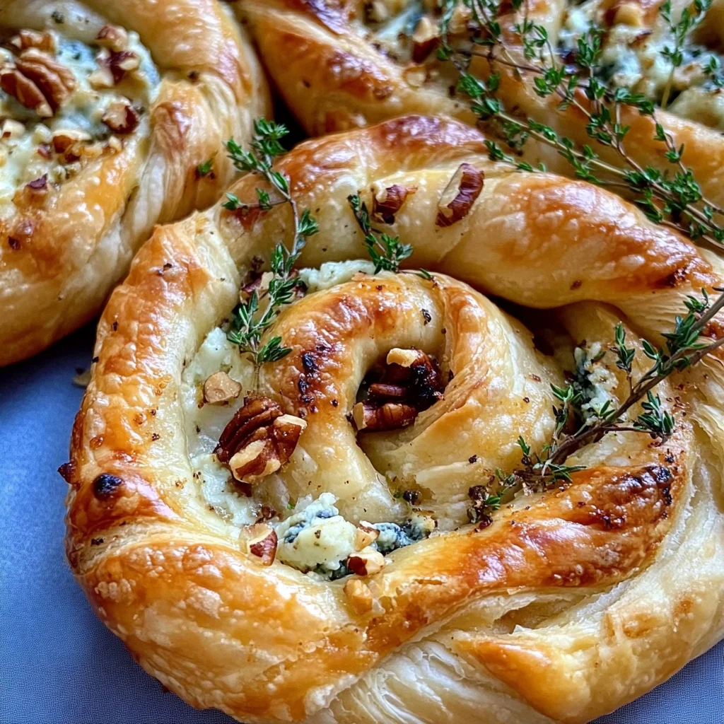 Blue Cheese Walnut Thyme Puff Pastry Twirl Recipe