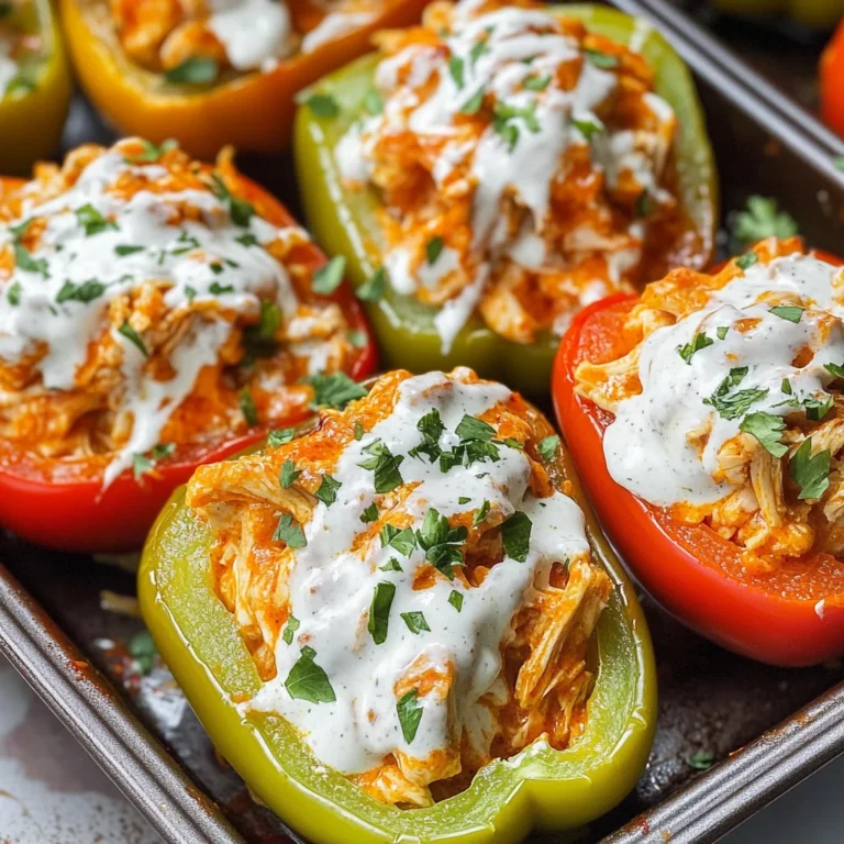 Buffalo Chicken Stuffed Peppers - Dairy Free & Low Carb
