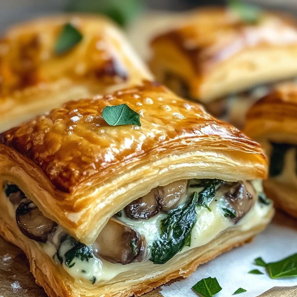 Creamy Mushroom & Spinach Stuffed Pastry Bites