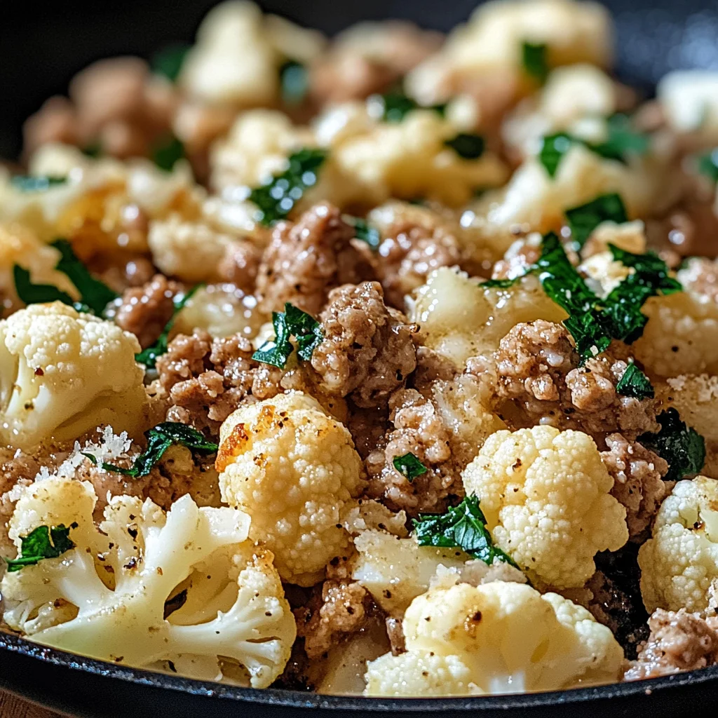 Garlic Butter Ground Turkey with Cauliflower Skillet
