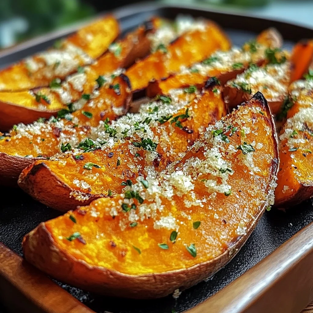 Garlic Parmesan Sweet Potato Wedges