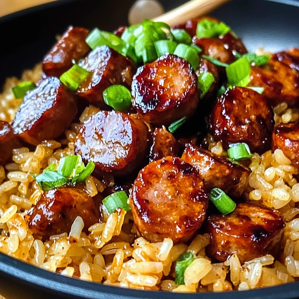 One-Pan Sweet and Tangy BBQ Sausage Rice