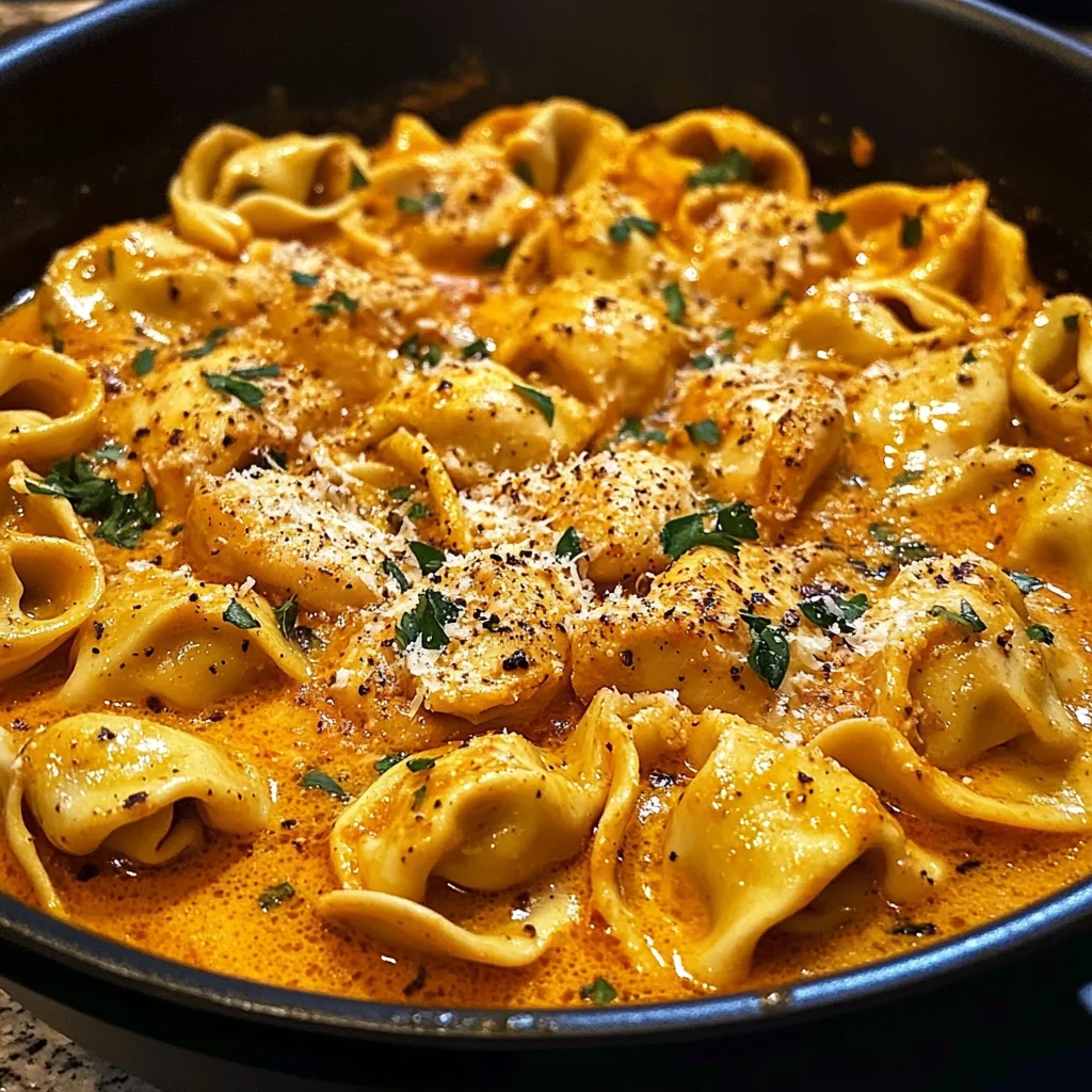 One-Pot Spicy Garlic Butter Chicken Tortellini