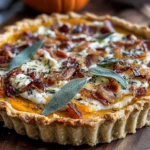 Pumpkin, Ricotta & Caramelized Onion Tart with Bacon and Sage