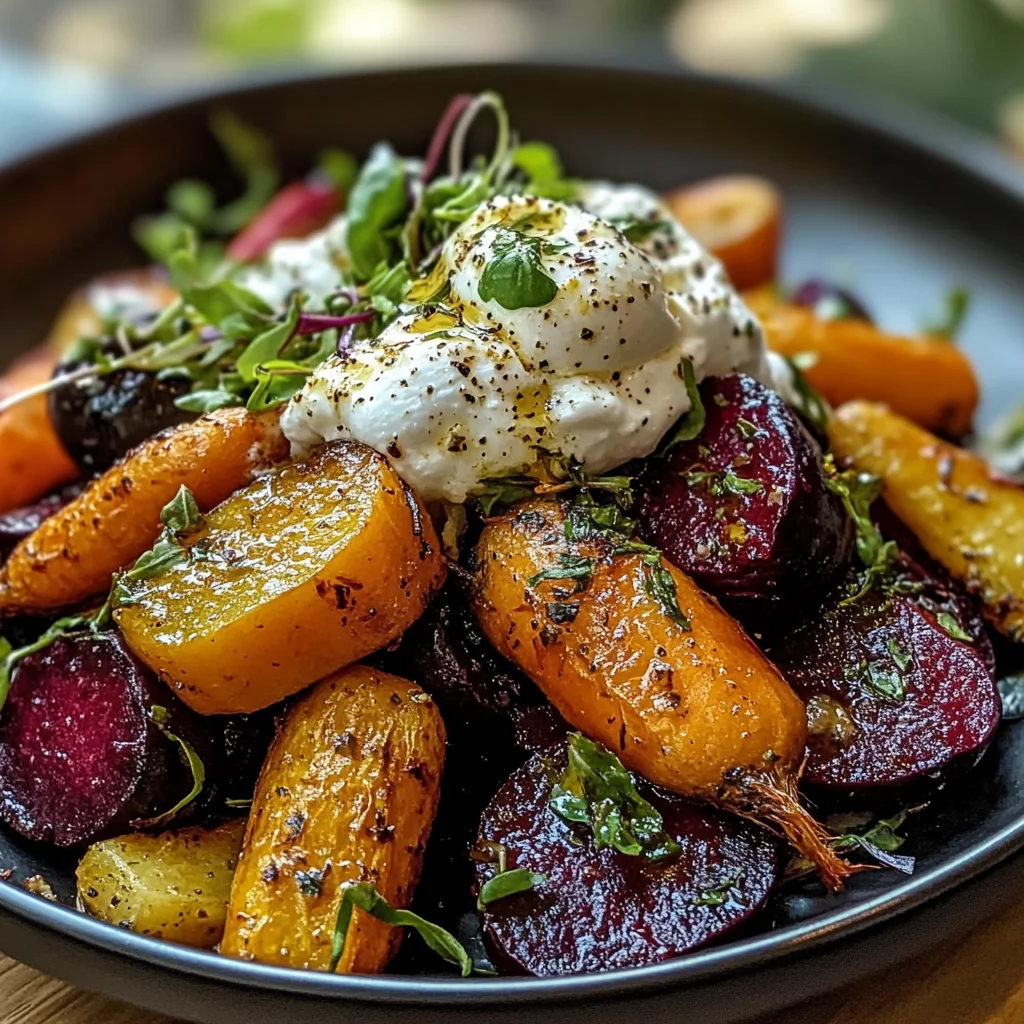 Roasted Beets and Carrots Salad with Burrata