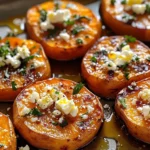 Roasted Sweet Potato Rounds with Honey & Feta