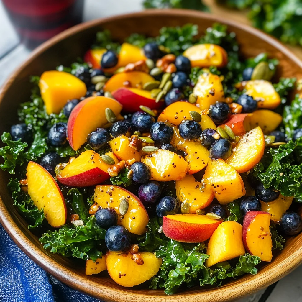 Summer Peach Blueberry Kale Salad