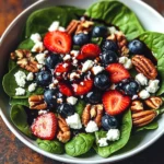 Berry Spinach Salad with Pecans, Feta, and Balsamic Glaze