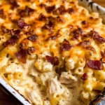 Chicken Turkey Bacon Ranch Mac and Cheese Casserole