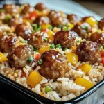 Honey Garlic Meatball & Rice Bake
