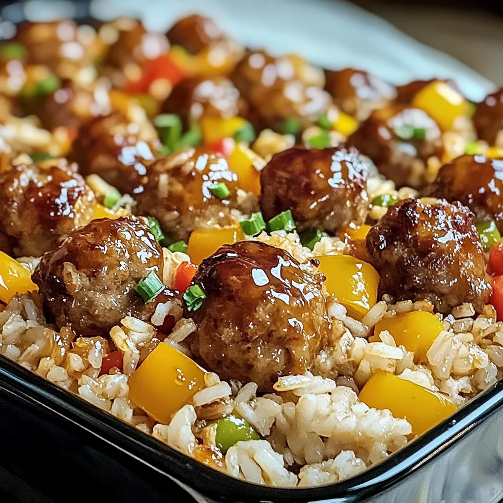 Honey Garlic Meatball & Rice Bake