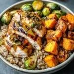 Maple Dijon Chicken & Roasted Sweet Potato Bowls