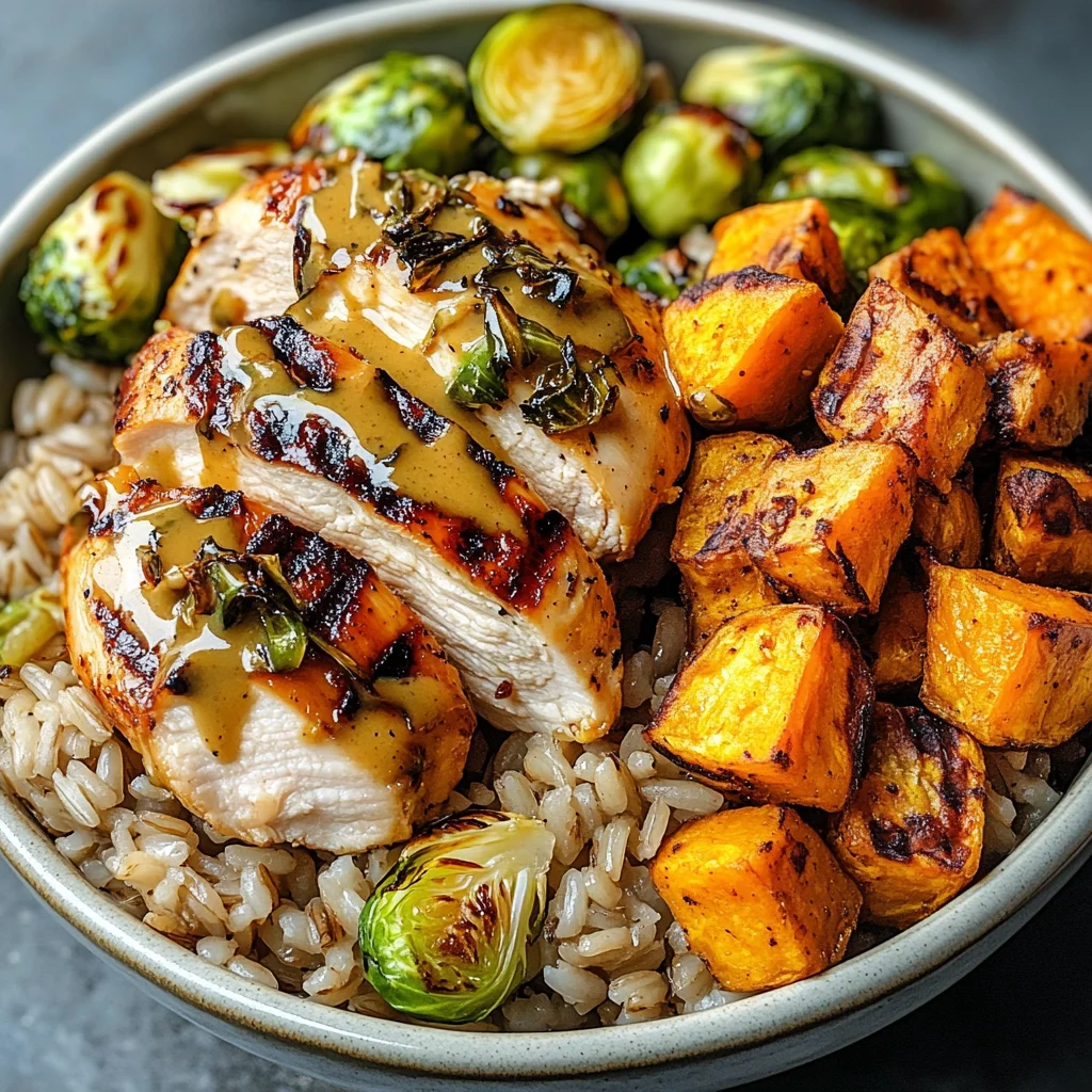Maple Dijon Chicken & Roasted Sweet Potato Bowls