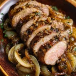 Maple Mustard Pork Tenderloin with Caramelized Onions