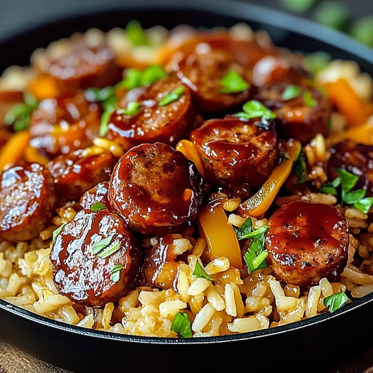 One Pan Sweet And Tangy Bbq Sausage Rice