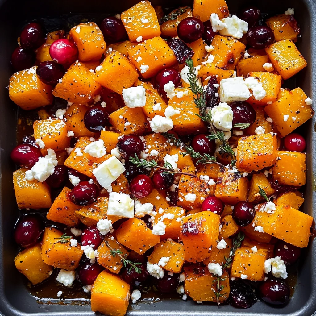 Roasted Butternut Squash with Cranberries and Feta Bliss