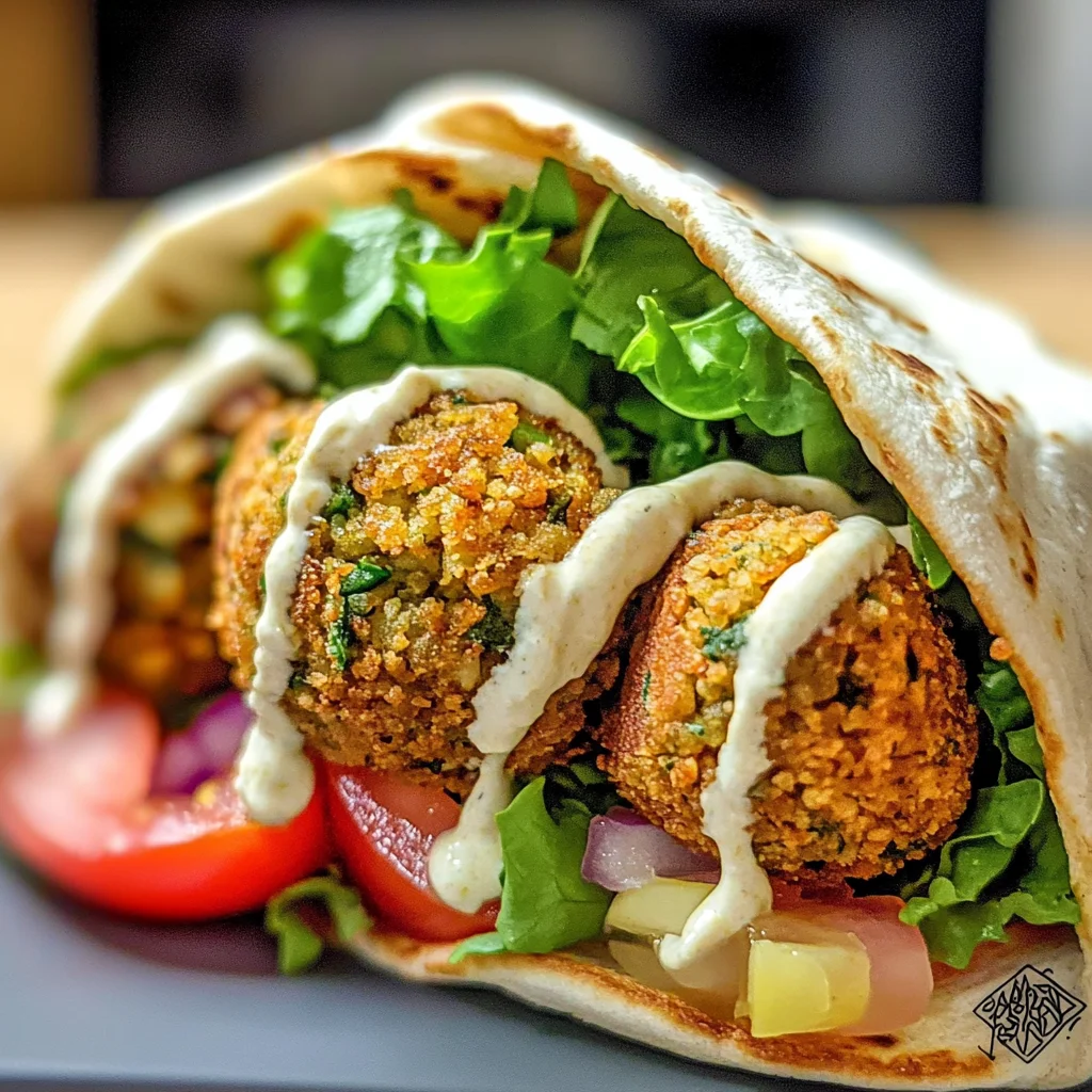 Air Fryer Falafel Wrap with Lemon Tahini