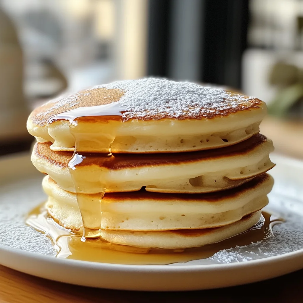 Cloud Pancakes with Vanilla Steam Syrup