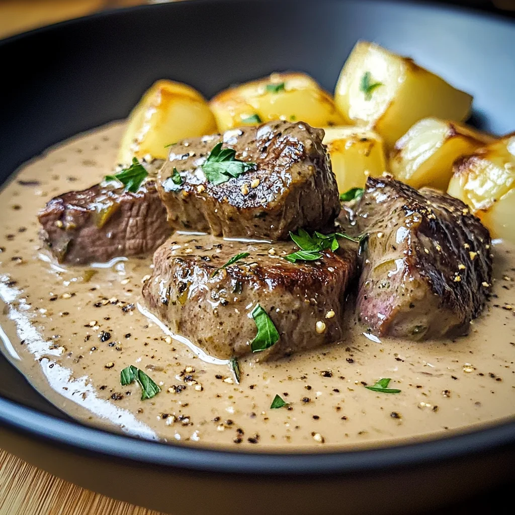 Creamy Green Peppercorn Beef Skillet