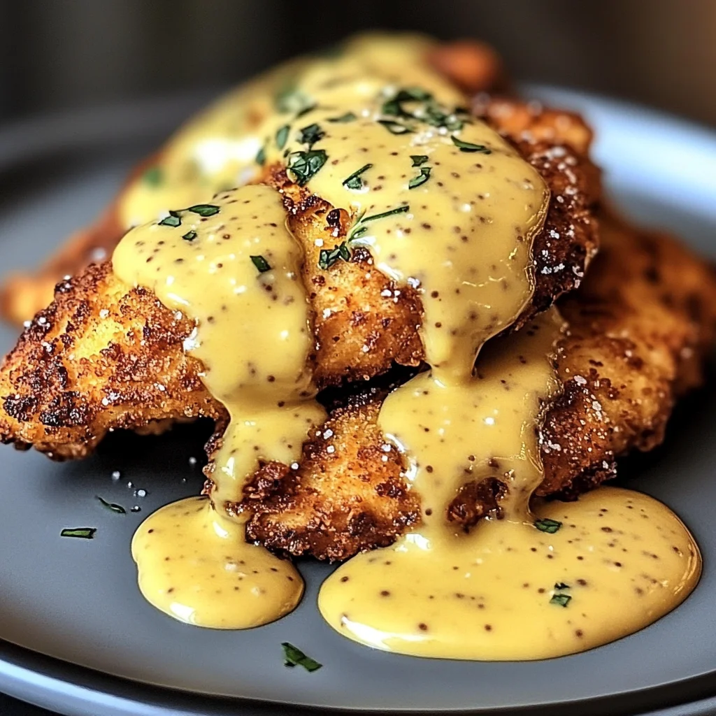 Pretzel Chicken with Mustard-Cheddar Sauce