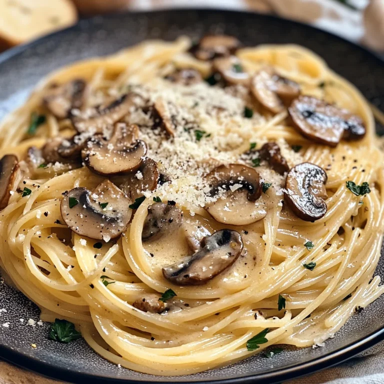 Spaghetti with Garlic Mushroom Cream