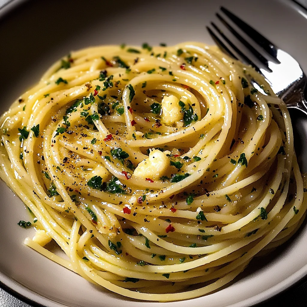 Spaghetti with Garlic Parsley Oil
